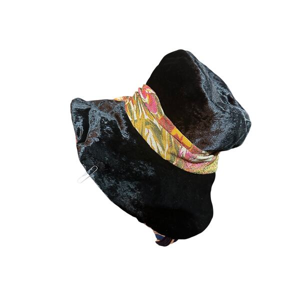 1960\'s Black Velvet Wide Brim Bucket Hat by Mr. John Jr. main image 5